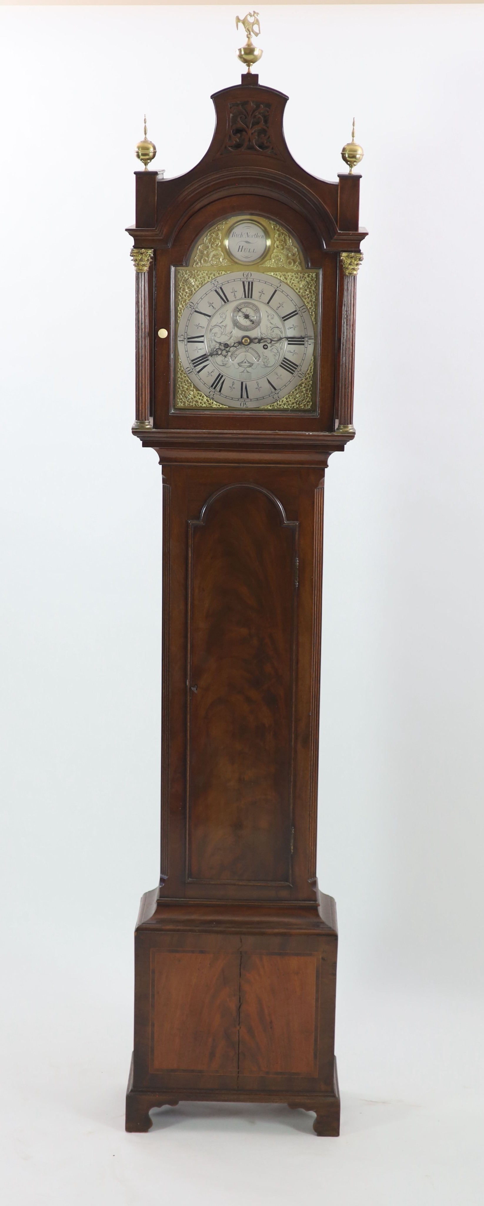 Richard Northen of Hull. A George III mahogany eight day longcase clock, W. 48cm H.244cm